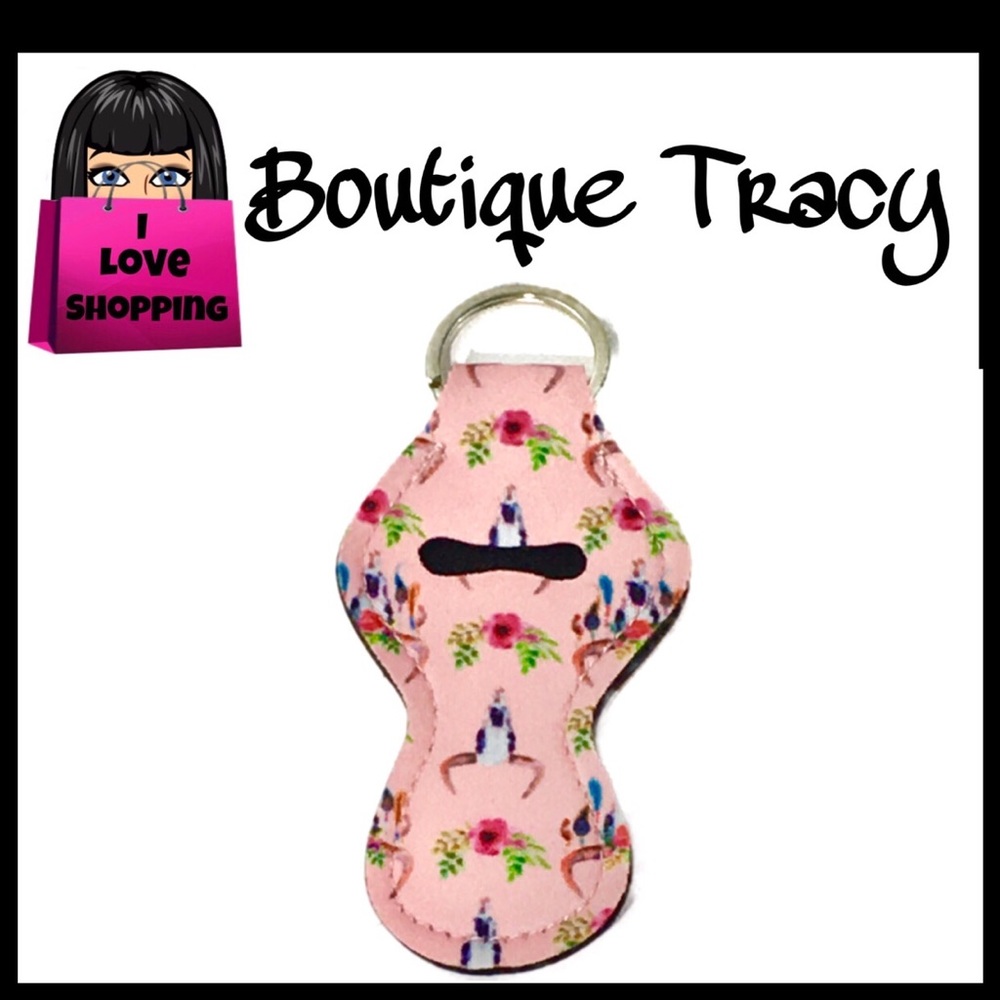 Brand New Pink Bull Head Floral Chapstick Holder